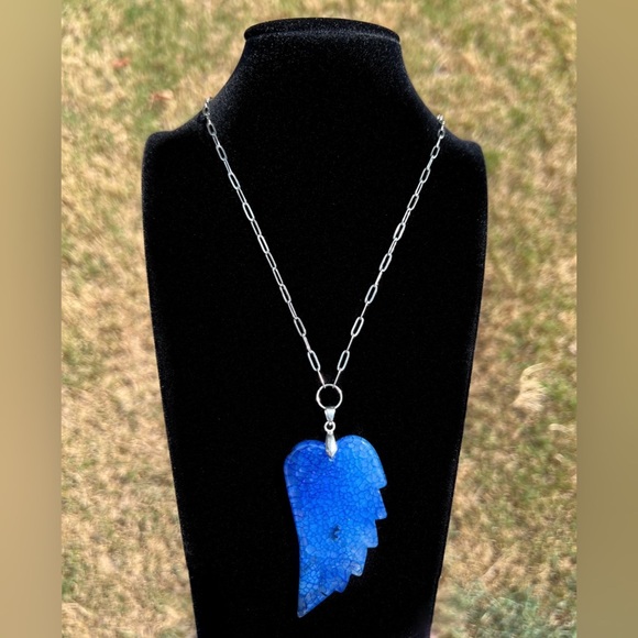 Blue Angel Wing Pendant - Picture 2 of 3